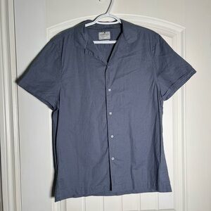 Men's linen blend Blue Short Sleeve Shirt size large